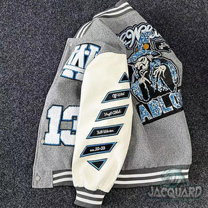 Haute qualité hommes Vintage rue veste Double boutonnage personnalisable coloré Patchwork université conception Chenille broderie - Product Image 3