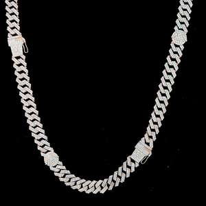 สร้อยคิวบาลิงค์เงินแท้ 925 ชุบทอง 18k ประดับเพชรโมอิสซาไนต์ VVS 2 แถว กว้าง 8 มม.-15 มม. เครื่องประดับฮิปฮอปสำหรับแร็ปเปอร์ - Product Image 3