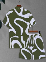 Conjunto Elegante de Verano para Hombre Estilo Coreano con Camisa Texturizada y Shorts Ropa Ligera de Playa para Vacaciones de Verano