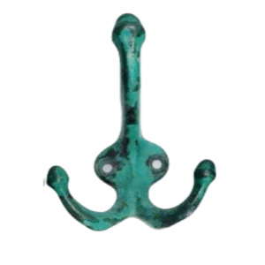 Vente en gros en détresse vert mural triple broche manteau et chapeau porte-clés cintre en fonte très bon marché prix disponible - Product Image 2