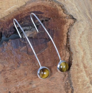 Pendientes de piedras preciosas de ojo de tigre para mujeres y niñas 925 Plata de ley sólida El mejor diseño para boda Pendientes finos Joyería - Product Image 3
