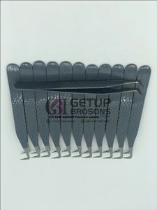 Pinzas Profesionales de Alta Calidad para Extensión de Pestañas, con Punta Serrada de 90 Grados, Recubrimiento en Polvo Gris Oscuro Antiestático y Agarre de Diamante - Product Image 5