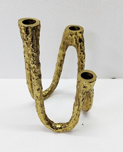 Modern Home Decorative Candle Pillar <b>Holder</b> Aluminum and <b>Glass</b> Nickel Finished Candle <b>Stand</b> for Living Room Decoration - Product Image 2