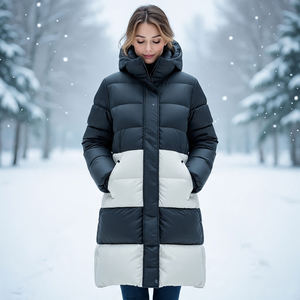 Chaqueta larga acolchada para mujer, abrigo largo cálido acolchado de invierno de gran tamaño, abrigos acolchados, chaquetas acolchadas de retazos para mujer - Product Image 1