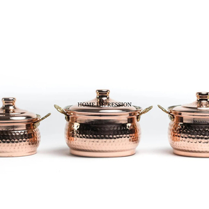 <b>Top</b> Trending Hotpot Pure Copper Serving Pot for Wedding Ceremony Dining Table Casseroles Copper Plated Shiny Polished Supply - Product Image 5