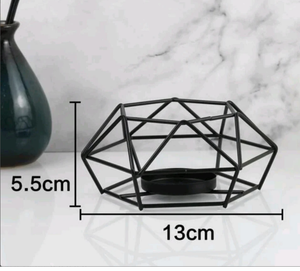 Stained Glass Geometric Iron <b>Candle</b> Holder l Christmas Table Decor Amber Black Clear <b>Valentine</b> Print Handmade Silk Metal - Product Image 2