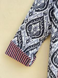 Boho <b>Long</b> Quilted Jacket Handmade Block Printed <b>Coat</b> Artistic <b>Winter</b> Wear Reversible Bohomain Jacket Vintage Cotton <b>Long</b> Jacket - Product Image 5