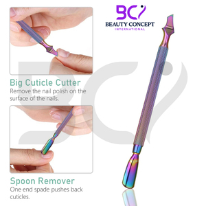 Empujadores de cutículas para manicura y pedicura de doble extremo multicolor, superventas, servicio OEM de alta calidad, acero inoxidable - Product Image 5