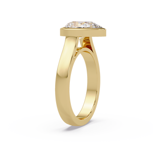 Anillos de Compromiso y Matrimonio de Oro Puro de 14K con Diamante Cultivado en Laboratorio de Corte Pera de 2.00 Ct, Certificado IGI, Engaste en Bisel, Joyería Personalizada - Product Image 4