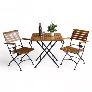 Modern Design Outdoor <b>Foldable</b> <b>Table</b> Set (75x75cm) and 2 Folding Chairs CBCF286 - Product Image 1