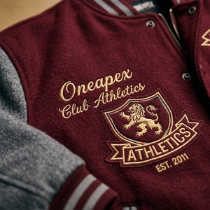 Product Name Custom Burgundy Wool Body Gray Sleeve <b>Letterman</b> <b>Jacket</b> Men's Embroidered Patch College Style Bomber <b>Jacket</b> OEM - Product Image 4