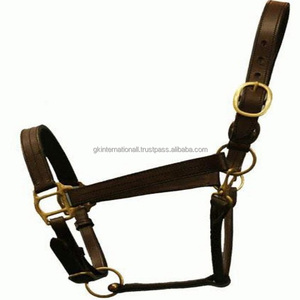 Licou de cheval en cuir de Havana marron à Double couture dans toutes les tailles personnalisées avec accessoires réglables en laiton solide, vente en gros - Product Image 4