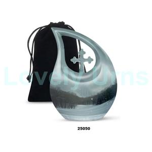 โกศใส่เถ้ากระดูกแบบหยดน้ำตาเกล็ดหิมะสำหรับผู้ใหญ่ขี้เถ้าของตกแต่งรูปไม้กางเขนขนาดใหญ่พร้อมถุงกำมะหยี่ฟรี - Product Image 2