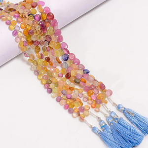 Cuentas de zafiro, cuentas lisas con forma de corazón de zafiro múltiple, cuentas de piedras preciosas de zafiro múltiple, cuentas de zafiro múltiple para la fabricación de joyas - Product Image 3