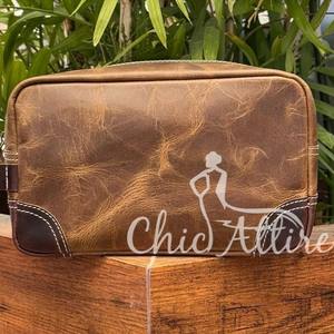 กระเป๋าเครื่องอาบน้ำหนังใส่ของใช้ในห้องน้ำสำหรับผู้ชายชุด Dopp ทำด้วยมือพร้อมที่จับจัดระเบียบสำหรับการแต่งตัวสินค้าที่จำเป็น - Product Image 1