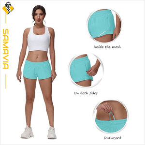 Pantalones cortos para correr de secado rápido para mujer, pantalones cortos de entrenamiento ligeros y transpirables de cintura alta para mujer, tendencia UE/EE. UU. Listo para enviar - Product Image 6