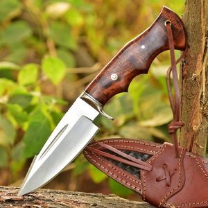 Cuchillo de Caza de Acero de Damasco Personalizable, con Mango de Hueso y Funda de Cuero, OEM, Tendencia en EE. UU., Gran Venta - Product Image 6