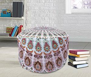 Puf de algodón cubierta de varios colores Pavo Real Mandala otomano reposapiés almacenamiento plegable para decoración del hogar PUF por consignadores indios - Product Image 2