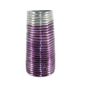 Vase à fleurs en aluminium pour décoration intérieure et extérieure, vase à fleurs en aluminium poli brillant avec bordure violette - Product Image 6