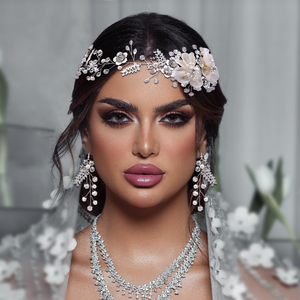 Bridella BHP275 <b>Silver</b> Rhinestone & Pearl <b>Headband</b>-Comfortable Fit for Weddings Formal Events & Elegant Bridal Headwear - Product Image 2