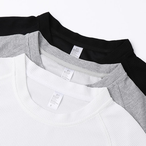 Roof Gallery Plus Size Men's T-Shirts 260gsm Waffle Crew Neck Short Sleeve Drop Shoulder Casual Black <b>White</b> Gray - Product Image 3