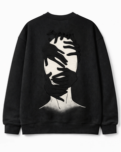 Sweat-shirt à manches longues pour homme en coton 100% pour l'hiver avec un motif abstrait minimaliste de visage, art moderne, streetwear décontracté - Product Image 2