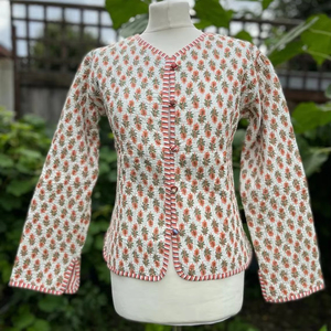 Chaqueta acolchada con estampado de bloque de mano indio para mujer, abrigo de invierno relleno de algodón transpirable, botón, nuevo estilo, regalo perfecto para su talla - Product Image 1