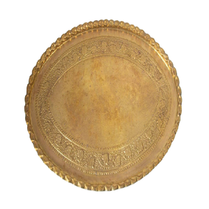 Plato Redondo Árabe de Latón de Alta Calidad con Grabado y Acabado Pulido para Uso en la Cocina y como Plato Decorativo - Product Image 3