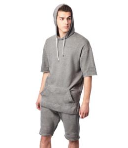 Chándal de invierno con estampado personalizado para hombre, Sudadera con capucha y pantalones cortos de lana de manga larga con diseño de cremallera - Product Image 2