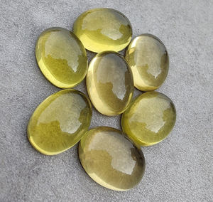 "AAA เกรดสีเหลืองเลมอนควอตซ์รูปไข่ทรงรีหินอัญมณีด้านหลังแบนกำหนดขนาดได้เอง" - Product Image 6