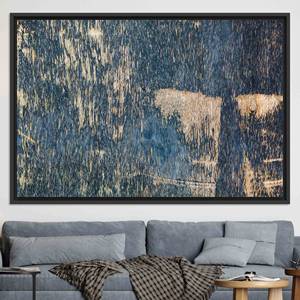 Tableau mural en toile imprimée bleu marine : motif abstrait en plâtre, toile encadrée noire - Product Image 1