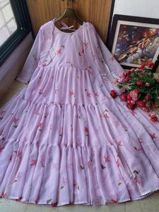 นำเสนอใหม่ชุดพิมพ์ลาย anarkali ชุด georgette กับ3ขั้นตอนผ้าระบายเย็บอย่างดี - Product Image 4