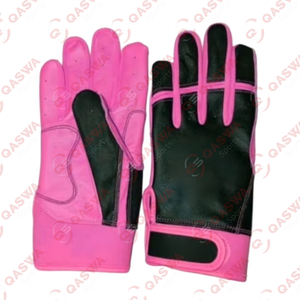 Gants de frappeur de baseball Softball à manchette courte en cuir de couleur noire et verte - Product Image 3