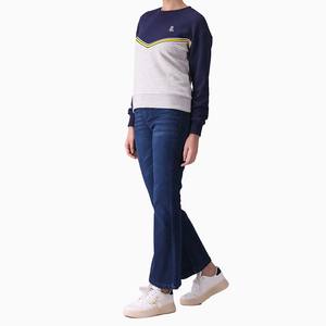 เสื้อสเวตเตอร์คอกลมปักสีบล็อกคอกลมผ้าโพลีเอสเตอร์/ ผ้าฝ้ายสำหรับฤดูหนาวแผงบล็อคขนาดใหญ่ - Product Image 6