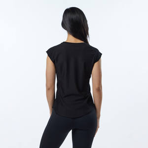 2024 nuevo diseño personalizado cuello en V manga corta elegante algodón en blanco básico Mujer Tops y camiseta - Product Image 3