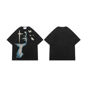 Diseño personalizado Shadow Graphic Print Camisetas Mujer-Camisetas de algodón de primera calidad Logotipo único-Ropa informal con estilo para hombres - Product Image 4