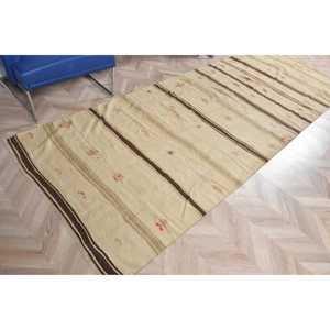 4.1x11.1 ft Vintage Turkish <b>Rug</b>, <b>Runner</b> <b>Rug</b>, Brown Kilim Camouflage <b>Rug</b> - Product Image 4