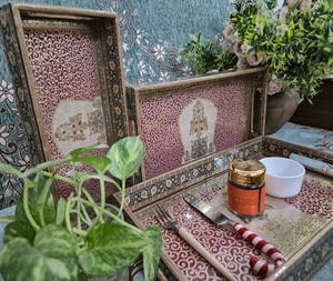 Bandeja de Servir de Madera Ecológica Hecha a Mano con Forma Natural, Multicolor, Impresión Digital, Esmaltada, Moderna y Elegante - Product Image 4