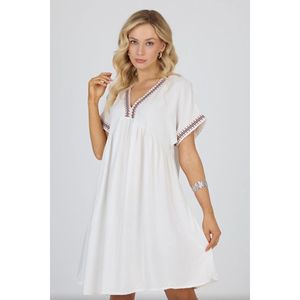 Comodo abito Midi con scollo a V e maniche corte tessuto a maglia taglio ragazzo unità singola inclusa - Product Image 1