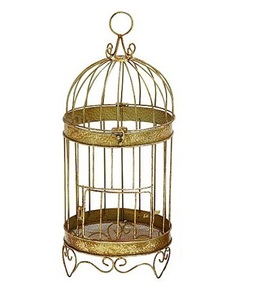 Jaula pequeña de acero para mascotas de alta calidad, acabado dorado, diseño de pájaros clásico único, temporada festiva de lujo, decoración del hogar, directo de fábrica - Product Image 1