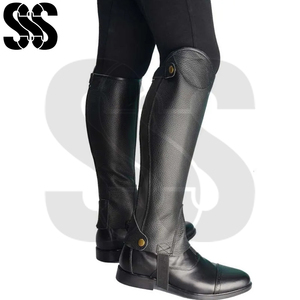 Bon fournisseur, qualité supérieure, demi-galon en cuir PU, protection des jambes pour l'équitation, confortable, durable, respirant, équitation - Product Image 2