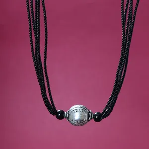 Collier pendentif en argent noir pour femme, perles, onyx, bijoux minimalistes pour fiançailles, fête, anniversaire, lien - Product Image 2