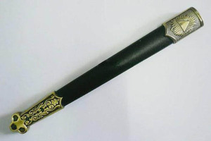 Funda para Mini Espada Masónica de los Caballeros Templarios, Alta Calidad 2026, Hecha a Medida, Mango de Latón OEM, Guarda de Acero de Damasco con Funda - Product Image 6