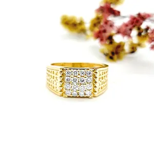 Factory Prices Natural Diamond with 18K Hallmarked Gold Brilliant Cut Diamond Ring For Men's Engagement Uses Ring