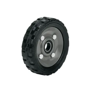 Pretul 5 'ruota in gomma solida Flat Free PU/poliuretano/Nylon/acciaio scatola girevole con un cuscinetto 4 unità per diavolo - Product Image 1