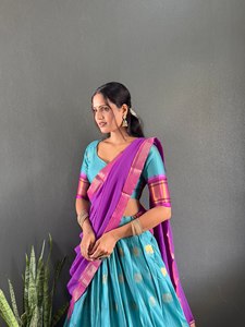 NUEVO LEHENGA CHOLI FESTIVO PARA FIESTAS CON DUPATTA, TELA DE ALGODÓN CON BORDADO GRANDE Y TRABAJO TEJIDO - Product Image 5