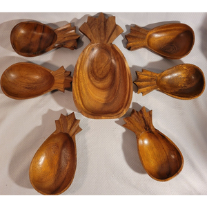 Bol de service en bois plats assiettes ananas Design fait à la main bol en bois d'acacia meilleure vente vente - Product Image 5
