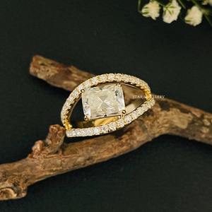 14K แหวนเพชรโมอิส1.75ไลท์สีทองใสสำหรับงานหมั้นเพชรโมอิสซาไนต์ - Product Image 2