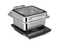 Luxuriöser 5L Edelstahl Silber Chafing Dish mit Hydraulikdruckdeckel und Sichtglas für Restaurant-Buffets