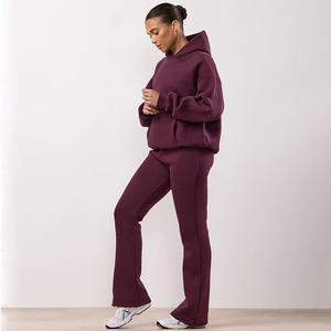 Conjunto Deportivo de Dos Piezas para Mujer, Informal, Sólido, de Longitud Completa, Ecológico, de Secado Rápido, Transpirable, con Sudadera con Capucha y Pantalones de Chándal - Product Image 1